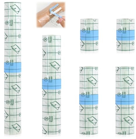 6 Rollen Second Skin Tattoo Folie Heilung 5cm×2m/10cm×2m/15cm×2m/20cm×1m | Duschpflaster Wasserfest, Transparent Klebebandage Tattoo Pflaster Wasserfest für Sport Duschen Wundverband
