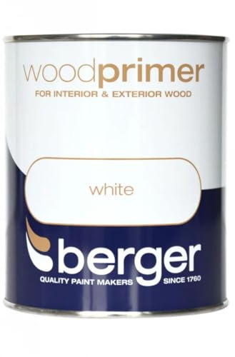DRW White Wood Primer Paint 750ml | Interior and Exterior Primer for Bare Wood | Base Coat for Gloss Satin and Eggshell Paint | Wood Primer for Doors Skirting Boards Window Frames and Furniture