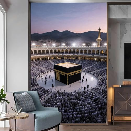 Wandbilder, Kaaba Mekka, Islamische Moschee, Pilgerfahrt, selbstklebend, entfernbar, zum Abziehen und Aufkleben, für Wohnzimmer, Schlafzimmer, Geschäft, Büro, Kinder