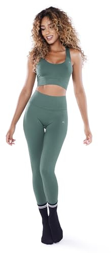 Athleas Mya Leggings Sportivi Donna Vita Alta Pancia Piatta Push-up Naturale e Compressione Anatomica con Squat Proof | tg. XS/S Nero