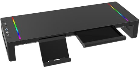 PANFHGFG de Moniteur de Conception Pliable offrant Un réglage de la Hauteur personnalisé, Un Ergonomique et des Effets de lumière RVB pour la visualisation du d ' Ordinateur