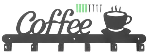 Didiseaon Porte-tasses Mural en Fer Noir 1 Set pour Tasses Rondes | Rangement Mural, Bords Lisses, Prise et Retrait Aisés, Format Adapté aux Petites Cuisines