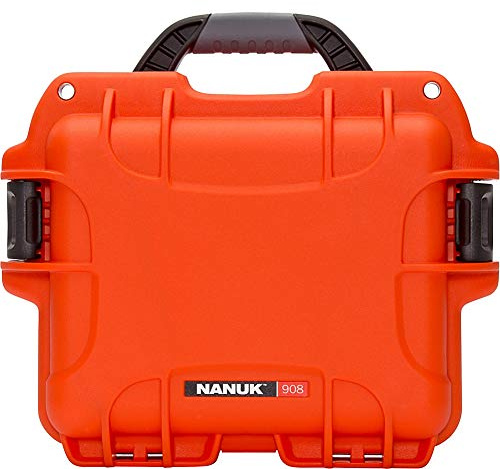 Nanuk 908 Wasserdichter Hartschalenkoffer mit Schaumstoffeinlage – Orange