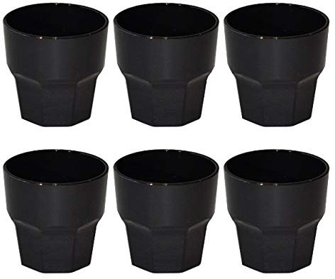 Omada Design Satz von Wassergläser aus Kunststoff, Fassungsvermögen von 30 Cl. Sie sind ideal für Getränke oder Long Drinks, Spülmaschinenfest, Made in Italy, Stapelbar, Linea Unglassy, Schwarze Farbe