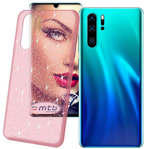 mtb more energy® Schutz-Hülle Crystal für Huawei P30 Pro, P30Pro New Edition (6.47'') - Transparent-Rosa - mit Glitzer-Effekt - flexibel - Schutzhülle Case Cover Tasche