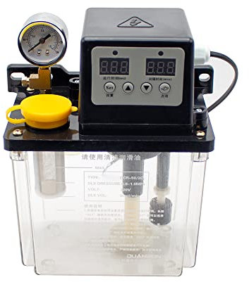 Toplionace Pompa di Lubrificazione Automatica da 220V, Pompa dell'olio Elettromagnetica da 1L/ 2L con Doppio Display Digitale Oliatore per Tornio (2L, con Manometro)