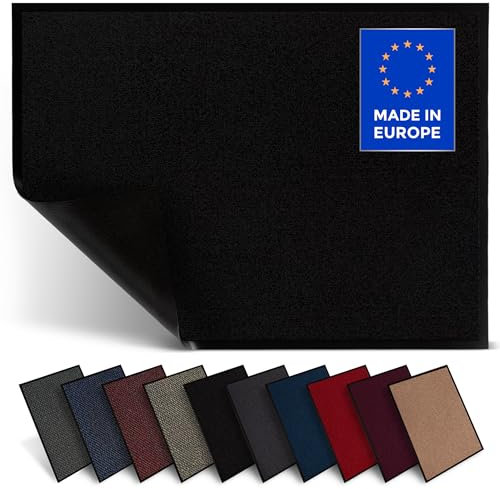 Jan Max Fußmatte, Hohe Saugfähigkeit, Sauberlaufmatte, Türmatte, rutschfest und Sicher, Einfache Reinigung, Qualität Schmutzfangmatte 80 x 120 cm Schwarz