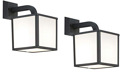 Moderne LED Außenwandleuchte eckige Laterne 2er Set in Anthrazit - vielseitige Außenbeleuchtung für Haus und Terrasse