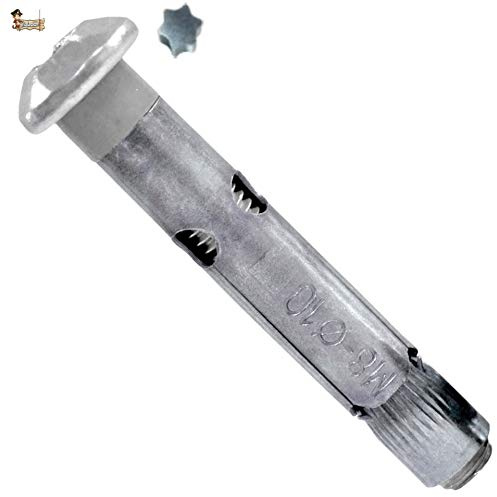 BricoLoco Anclaje metálico de expansión con tornillo inviolable. Para fijación de barrera parking, postes, rejas… (4, 8x80 (para broca 10 mm.))