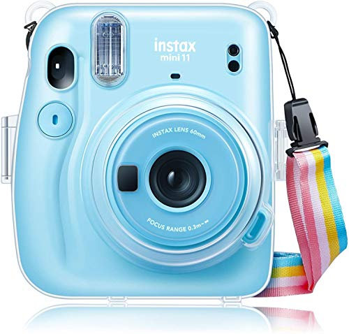 Fintie Tasche für Fujifilm Instax Mini 11 Sofortbildkamera - Transparent Hart PVC Schutzhülle Reise Kameratasche Hülle Abdeckung mit abnehmbaren Riemen, Crystal Clear