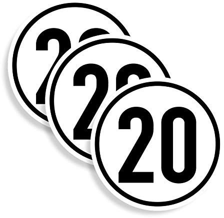 MBS-SIGNS® 3 Stück - Aufkleber Geschwindigkeits-Schild 20 km/h Folie gemäß StVZO § 58 | Ø5-30cm Made in Germany, Größen Name: Ø5 cm