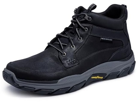 Skechers Respected Boswell, Botas Hombre, Black Leather W/ Synthetic, 45 EU