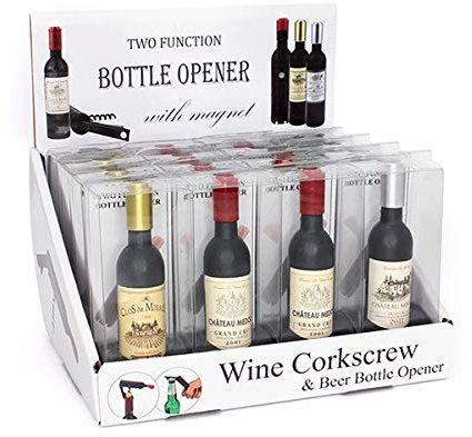 Cavatappi a forma di bottiglia di vino, piccolo cavatappi e apribottiglie con magnete
