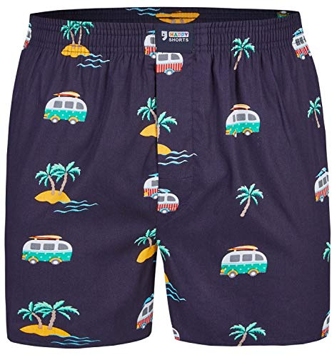 Happy Shorts Herren Webboxer Urlaub Vacation | Lockerer American-Style-Webboxer – auffällige Motive für Alltag, Freizeit und als originelle Geschenkidee.