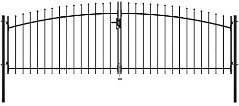 Stahl Doppelflügeltor Gartenzaun Tür Einfahrtstor Hoftor,Doppelflügel-Gartentor mit Speerspitzen 400 x 200 cm