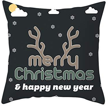 Banemi Kissenbezüge Couch, Weihnachten Quadratisch Kissenbezug Geweih Schneeflocke Polyester für Weihnachtsdekoration 50X50CM