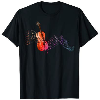 Buntes Notenblatt mit Cello Violoncello für Cellist T-Shirt