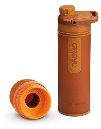 Grayl UltraPress Outdoor- & Reisewasserfilter | für 150L Wasser | Filterkartusche wechselbar | Mojave RedRock mit 1 Ersatzfilter