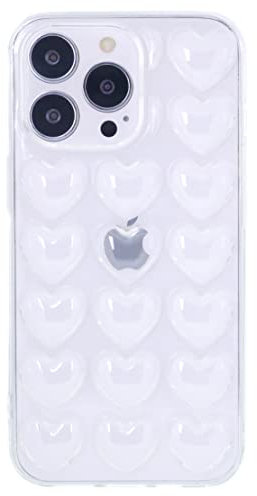 DMaos iPhone 13 Mini Case for Women, 3D Pop Bubble Heart Kawaii Gel Cover, Cute Girly for iPhone13 Mini 5.4 inch - Clear