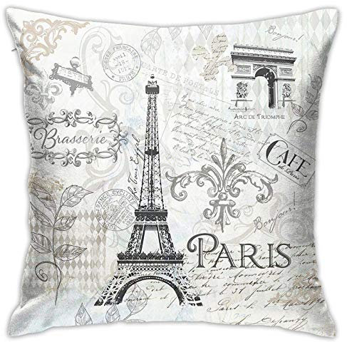 Kopfkissenbezug Grauer Moderner Vintager Eiffelturm Paris Kissen-Hülle Home Deko Kissenhülle Bedruckt Throw Kissenbezüge Für Sofa, Auto, Garten, 45X45Cm