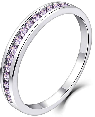 YL Damen Ewigkeitsring 925 Sterling Silber Schliff Juni Geburtsstein Alexandrit Jahrestag Verlobungsring(Größe 54)