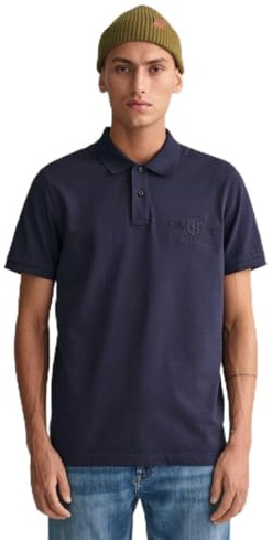 GANT Herren Reg Tonal Shield Rugger Hemd, Evening Blue, XL EU