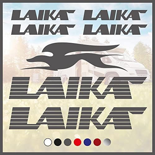 Kamiustore Adesivo Set Loghi “Laika Logo Inline” per Camper Caravan Roulotte e Barche, 6 Pezzi, Vinile, PVC, Multicolor, Outdoor, Moderno, Logo, Adesivo