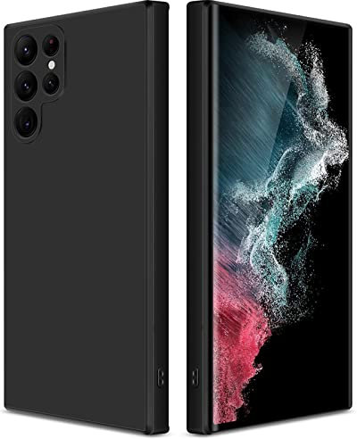 GiiYoon Cover per Samsung Galaxy S22 Ultra 5G Custodia in Silicone, Custodia Antiurto Case Sottile in Silicone TPU con Strato Interno in Fibra e Protezione della Fotocamera, Nero