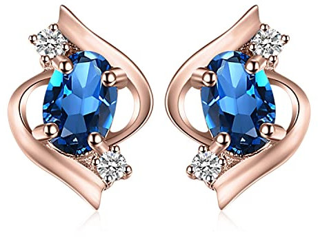 JewelryPalace Ovalschliff 1.1ct Echt London Blau Topas Ohrstecker Silber 925 Damen, Blautopas Ohrringe Silber mit Blau Edelstein Mädchen, Ohrstecker Silber Klein mit Stein Frauen Geschenk Rosegold