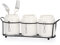 OLegei 3pcs Porte-Couverts en céramique Pot à ustensiles de Cuisine avec Support en métal Noir Organisateur de Couverts pour Couteau de Table, fourchettes, cuillères (Blanc)