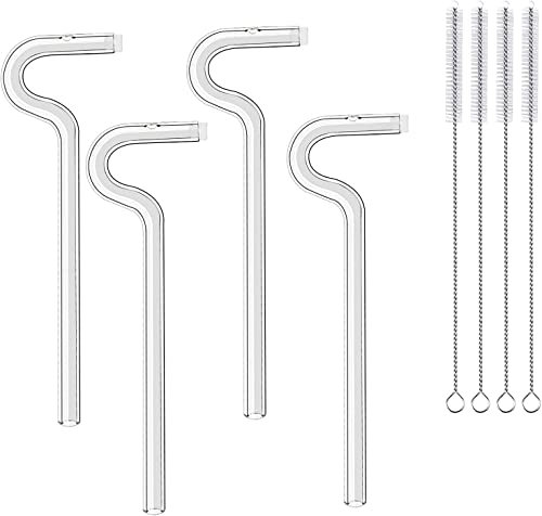Paille à lèvres Anti-Rides avec 2 brosses de Nettoyage - Paille à Boire Anti-Rides, pailles de flûte en Verre épaississantes à Boire (Color : 4Pcs)