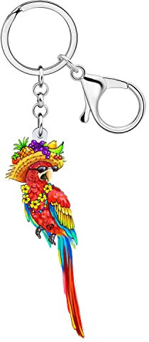 WEVENI Acryl Ara Papagei Schlüsselanhänger Schlüsselring für Hawaii Sommer Urlaub Brieftasche Handtasche Charms (Hawaii B)