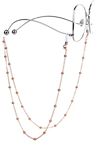Mini Tree Spectacle Chain Glasses Chains for Women Eyeglass Chains Beads Reading Glasses Neck Cord Sunglasses Strap Holder (Rose Gold)