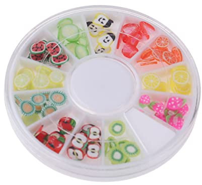Beavorty 12grids Fruit Ceramic Nail Art Diy Decorations Manicure Tools Polymer Clay Slices for Nail Art Decorations