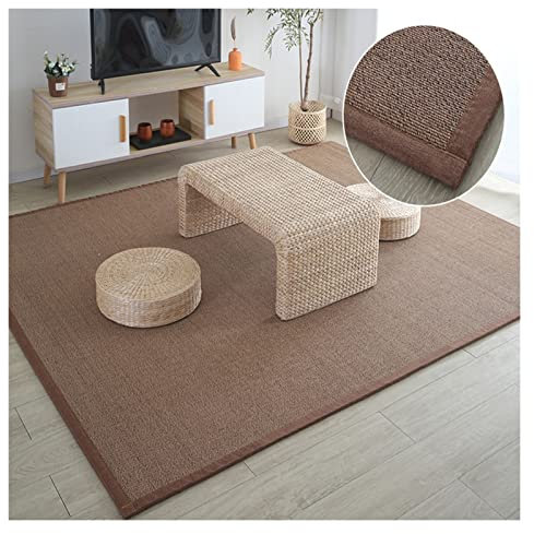 MERAXI Natürlicher Bambusteppich, rutschfeste Rückseite, atmungsaktive Sommer-Bodenmatte, langlebiger, pflegeleichter Wohnzimmer-Korridor-Kinderfaser-Teppich, (Farbe: Braun, Größe: 140 x 200 cm)