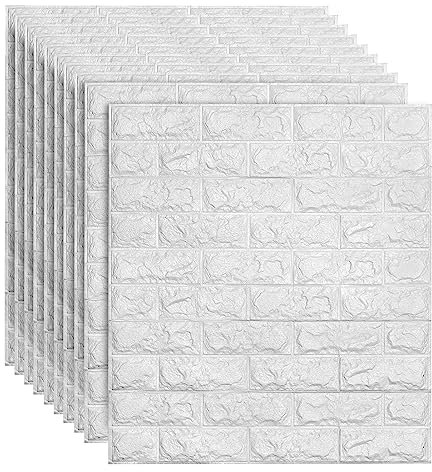 AllRight 20 Stück 3D Wandpaneele Selbstklebend Tapete Steinoptik Wandverkleidung 77 x 70 cm Wasserdicht Wall Panels Wandtattoos Küche Ziegelstein Wandaufkleber Wandplatten Weiß für Wanddeko