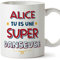 Mugffins Tasses Personnalisables pour DANSEUSE femme - En Français - Cadeau Personalisé- Tu es Super - 11 oz / 330 ml