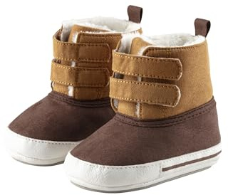 Sterntaler Babystiefel aus gewebtem Velour mit Kunstleder, Jungen - mit aufgenähter und rutschfester Sohle - Klettverschluss - gefüttert mit Teddyflausch
