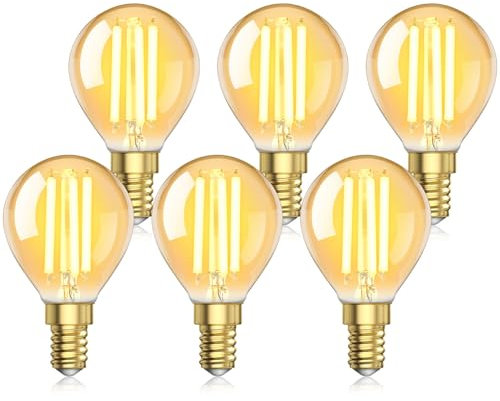 EXTRASTAR Edison Vintage Glühbirne E14, G45 LED Filament Glühlampen, 6W Ersetzt 44W, 540LM, 2200K Warmweiß, Bernstein Glühen, Nicht Dimmbar, 6 Stück