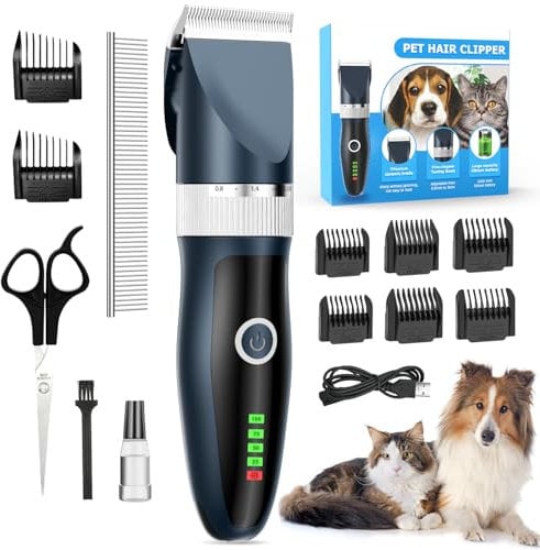 ETROBOT Leise Hundeschermaschine Set, Profi Schermaschine Hund Katze,langhaar katzenrasierer für langhaarkatzen,IPX7 Wasserdichtes Elektrische Hundetrimmer für Dickes, Langes und Lockiges Tierhaare