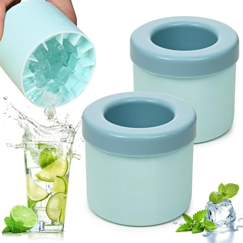Joymaking Silicone Ice Moulds, 2 Pcs with Lid, Mini Ice Cube Trays, Reusable for Freezer (Blue)