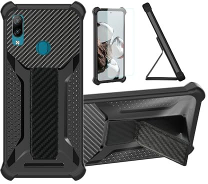 Aroepurt Hülle Für Zte Blade V10 Vita Hülle Case Handyhülle Schutzhülle Cover [mit gehärtetem Glas-Screen-Protector] Hybrid [Folding Support Magnetic] [Frosted Anti-Fingerprint] Schwarz