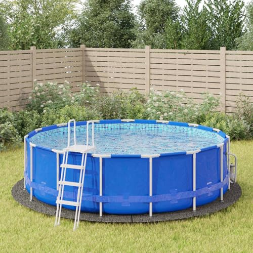 Keyroto Telo da pavimento per piscina, grigio chiaro, diametro 458 cm, poliestere geotessile