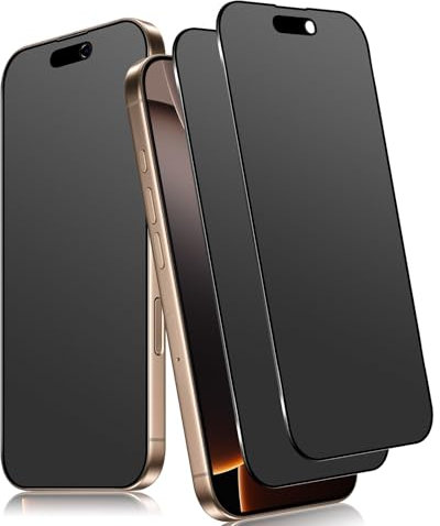 Robofun 2 Stück Matte Sichtschutz Schutzfolie Kompatibel mit iPhone 16 Pro für Panzerglas Matt, Anti Fingerabdrücke Matte Anti-Spy Folie, Blendschutz Full Screen Privacy Schutzglas -6.3 Zoll