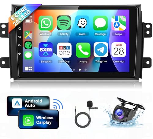 8 CORE 4G+64G Autoradio Android 13 per Suzuki SX4 2006-2013 Fiat Sedici 2005-2014, 9 HD IPS Touchscreen Stereo Auto co DSP Carplay Android Auto GPS Wi-Fi HiFi Bluetooth Radio FM RDS Retrocamera