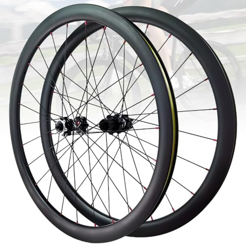 HZXQCVB 700C Rennrad-Laufradsatz Carbon-Faser-Felgen 38/50mm Höhe Schnellspanner Scheibenbremse 24H Straight Pull Nabe Für 7-12 Gang Kassette(38MM)