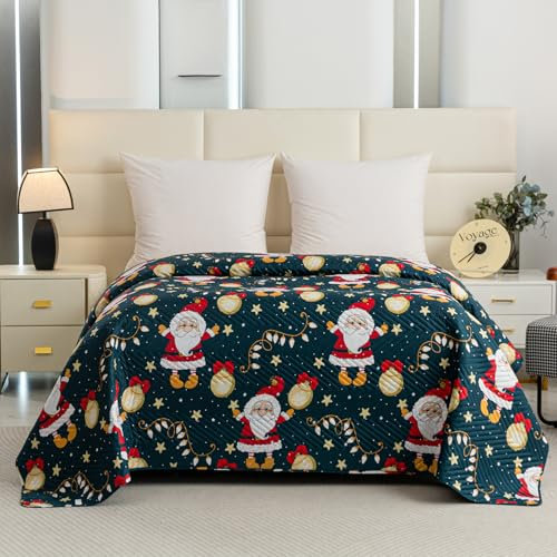 FEBE Tagesdecke Weihnachts Nikolau Bettüberwurf 240x200 cm Überwurfdecke Sofadecke Sofaüberwurf Flauschig Mikrofaser Zimmer Deko