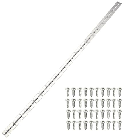 sourcing map Piano Hinge, 48 Inch x 1.5 Inch Stainless Steel Continuous Hinge Door Hinge with Holes, for Boat Cabinet Door Box Furniture, Silver
