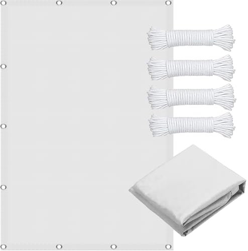 Voile d'ombrage 2.3 x 7.5 m Protection Contre Les UV, Protéger du Soleil, Résistante Déchirure Piscine Filets d'ombrage avec Oeillets Cordons pour Terrasse Camping, Blanc