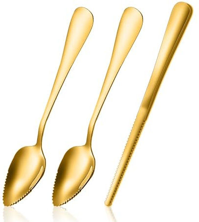 Grapefruit Spoon Serrated Edge Grapefruit Knife Stainless Steel Grapefruit Utensil Tool Dessert Spoons for Citrus Lemon Kiwi Salads Melon Lime Pitaya Apple Fruit Puree